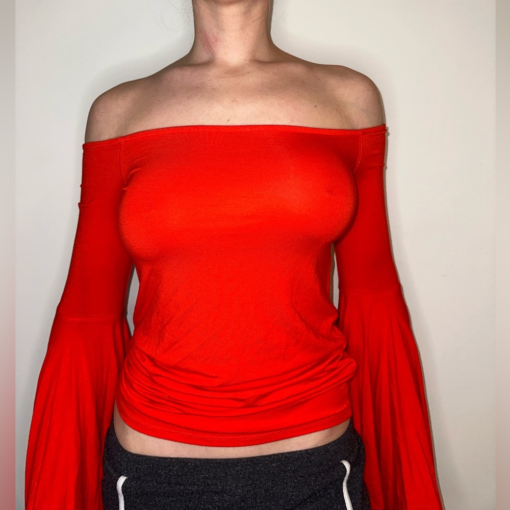 Red Free People Parachute Sleeve
